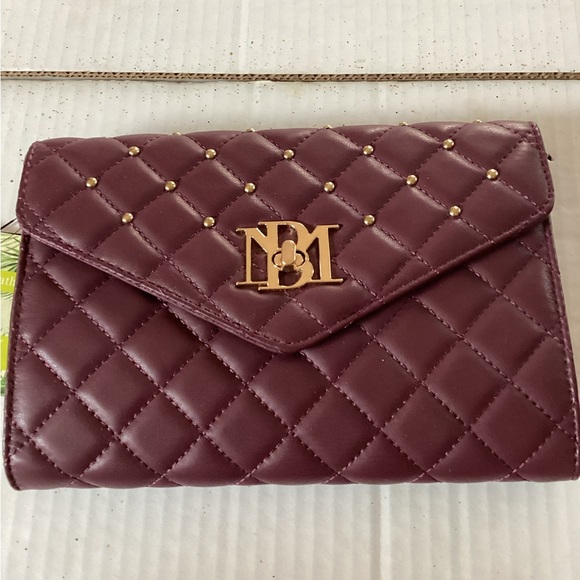 Badgley Mischka Handbags - Badgley Mischka Plum Diamond Quilted Cross Body Clutch Bag New with Tags